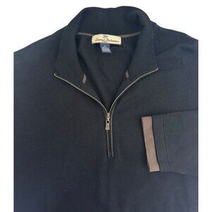 Tommy Bahama 1/4 Zip‎ Black Brown Mens Pullover Sweater Size XL Silk/Nylon